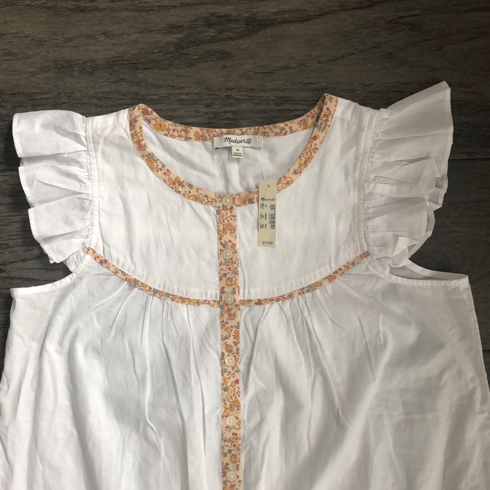 Madewell Woman’s Ruffle-Sleeve Bib Top - Picture 4 of 8